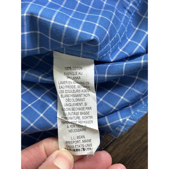 L.L. Bean Button Down Shirt Size S Reg Wrinkle Resistant Blue Check 100% Cotton - Picture 7 of 7